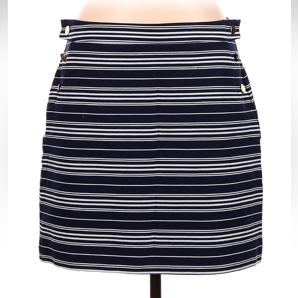 Loft striped skirt gold button detail size 8